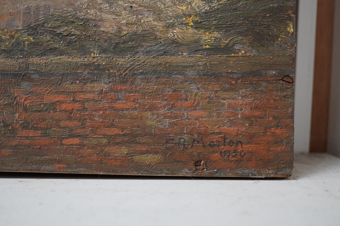 C R Morton, St James' Church, Louth, signed and dated 1930, oil on board, unframed, 86 x 122cm
